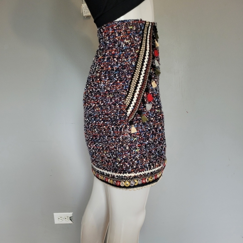 Zara Tassel Tweed Mini Skirt, VGUC, Size M - Picture 3 of 7
